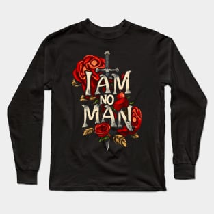 I am no man - Sword and Roses - Black - Fantasy Long Sleeve T-Shirt